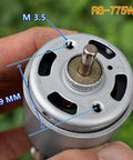 Dc Motor For Power Tools And Drill 12V 24V High Speed High Torque With RS 755 WC 8017 8514 9012 Motors Ideal For Electric Drills Circular Saws And Garden Tools Beefy Torque 200W Power, close-up showing top view with measurements