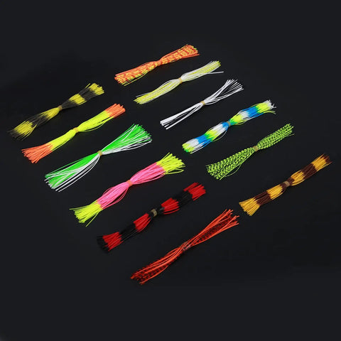 Top Shelf Flexible Silicone Lure Skirts Six Hundred Strand Bulk Pack For Jig Tying And Spinnerbait Assembly with vibrant colors.