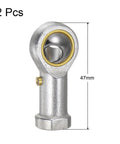 2 Pack M8 Rod End Bearing Female Right Hand Thread M8x1.25 Self Lubricating Joint With Jam Nut For Smooth Pivot In Mechanical Linkages 8mm Rod End Durable Steel Ball Joint, 47mm