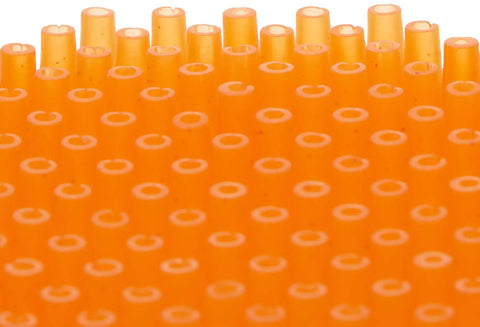 Close-up of No Splash Urinal Screen Citrus Grove Scent With Micro Tube Tech, showing orange surface and tube details, pack of 10