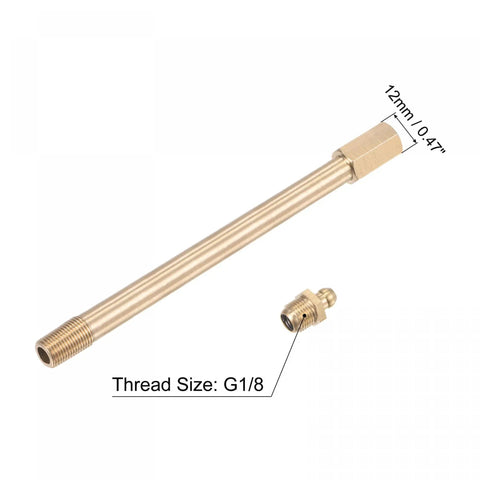 Brass Straight Grease Fitting Set With G1 8 Thread, 160mm Length, hydraulic lubrication fittings for machinery, rust resistant