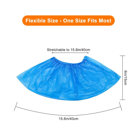 Disposable Shoe Covers 100 Pack 50 Pairs No Slip Waterproof Boot Covers For Indoor Guests One Size Fits Most CPE Plastic