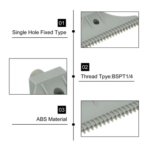 Two Pack BSPT 1/4 Inch Male Flat Air Jet Nozzles For Compressed Air Systems, showing single hole type, BSPT1/4 thread, ABS material.