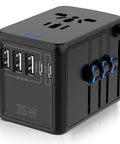 Fast 35W PD USB C Travel Adapter With 2 USB C And 3 USB A Ports All In One Universal Power Plug For Over 200 Countries Quick Charge
