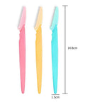 Six Piece Eyebrow Razor Kit For Her Or Him Is A Total Game Changer that includes three colorful razors measuring 14.8cm.