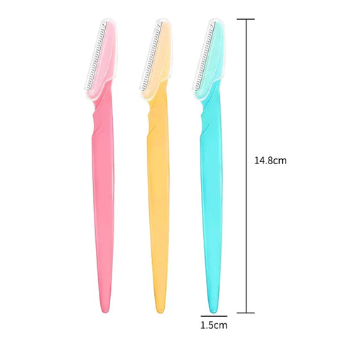 3 Piece Unisex Eyebrow Razor Kit Makes Quick Work Of Stubborn Facial Hair While Doubling As A Smooth Dermaplaning Tool, multicolor set.