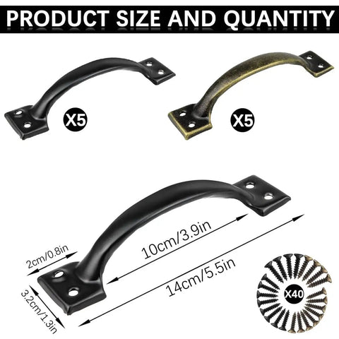 Vintage Barn Door Handle Set 6 Inch Metal Pulls In Black And Bronze For Furniture Drawers Cabinets Doors Bedrooms And Garden Gates Durable And Long Lasting 10 Piece Set