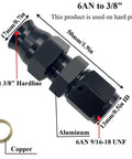 YSIL 6AN to 3/8 in hardline fitting adapter, aluminum, black, 2-pack