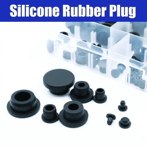 85 Piece Silicone Stoppers Kit Black Rubber Hole Plugs For Round Ties Sealing Waterproof Tub Covers Flexible Grommets Assortment Variety Pack, black silicone plugs in assorted sizes
