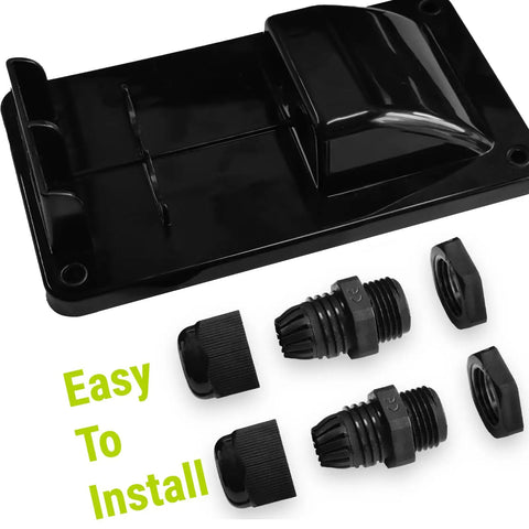Solar Double Cable Entry Gland Box Waterproof Dual Wire Connector Adapter Housing Plate ABS Mount For Marine Use RVs Caravans Boats Easy Install No Drilling Required