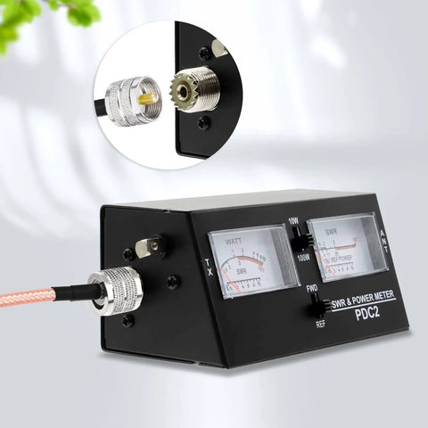 UHF PL-259 to UHF PL-259 Coax Cable 15ft 50 Ohm connected to SWR meter for HAM radios