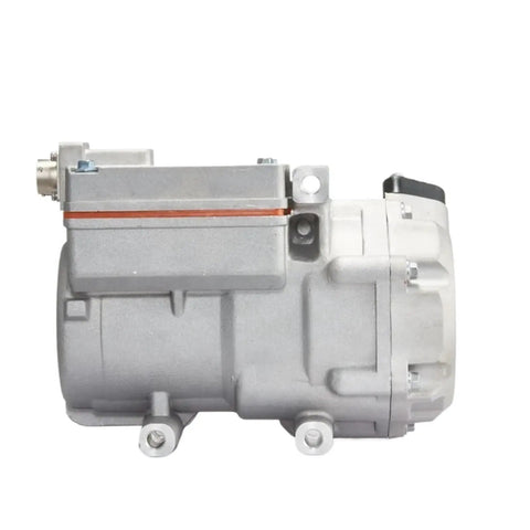 Top Shelf 540V DC Electric Air Conditioning Compressor With Integrated Water Pump For EV Cars Trucks And Buses side view showing design and connectivity features.