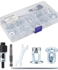 Quarter Inch Ultra Heavy Duty Threaded Insert Jack Nuts With Installation Tool Premium Rivnut Assembly Kit for hardboard and metal.