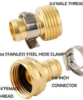 3 Set Brass Garden Hose Repair Kit With Clamps For 5/8 Inch Hose Fittings, 5/8 Barb To 3/4 GHT Adapters shown with connectors