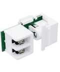 No Sweat 5 Pack DC Keystone Jack With 12 Volt Screw Terminal And 5.5Mm X 2.1Mm Connector detailed view of white snap in connector.