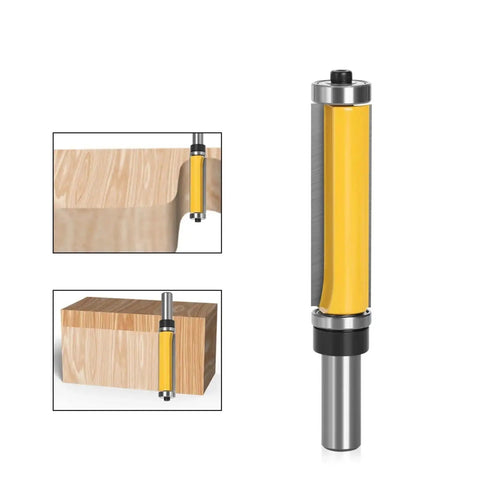 Top And Bottom Bearing Flush Trim Router Bit Set For Smoother Edges And Perfect Cuts With 1/2In Or 12mm Shank options, showing bit details.