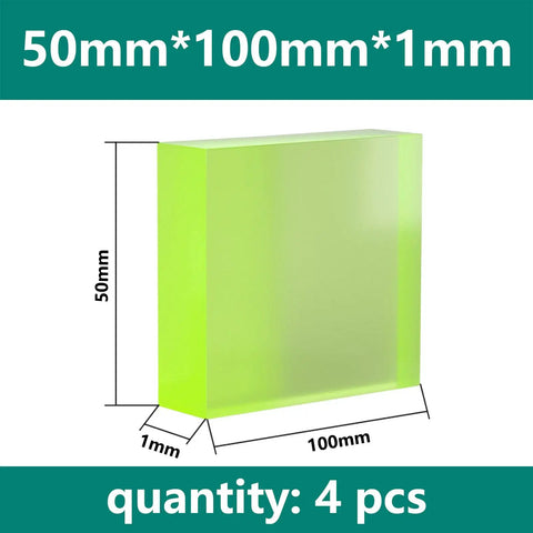 Four Pack Solid Polyurethane Blocks For CNC Machining And Workshop Projects Heavy Duty Urethane Square Stock with dimensions 50mm x 100mm x 1mm.