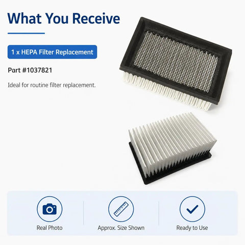 Premium Vacuum Fan Filter Replacement Dead On Fit For Tennant 5680 5700 Floor Scrubber, HEPA filter, shown from above, ideal for routine use.