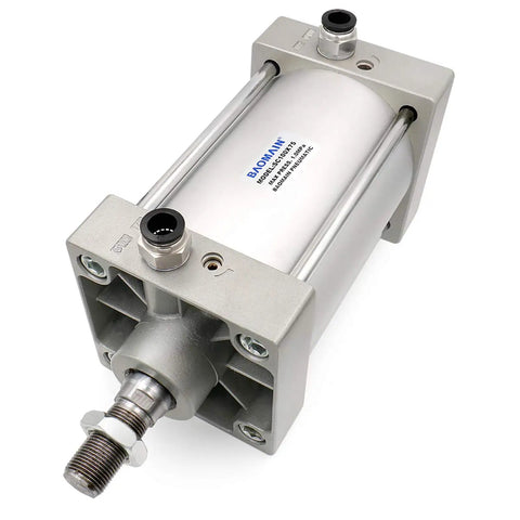Rugged Pneumatic Air Cylinder With 3.94 Inch Bore And 2.95 Inch Stroke, Double Acting Single Rod, M20x1.5 Threaded Rod, Half Inch Port