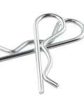 Close-up of 30Pcs Hitch Pin Clips And R Clips Zinc Plated Cotter Pins Kit With 5 Sizes M1.2 M1.5 M2 M2.8 M3 on white background