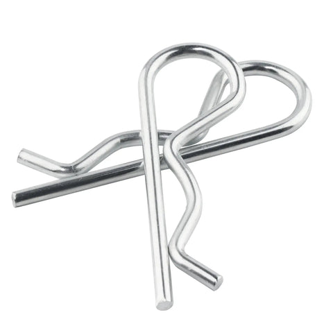 Close-up of 30Pcs Hitch Pin Clips And R Clips Zinc Plated Cotter Pins Kit With 5 Sizes M1.2 M1.5 M2 M2.8 M3 on white background