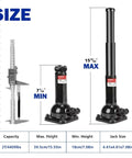 2 Ton Spiral Car Jack With Telescoping Handle, Swivel Top Mechanical Bottle Jack, size comparison display, showing max and min height