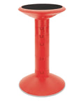 Active Tilt Stool For Ergonomic Office Setup And Standing Desks, Adjustable 12 To 24 Inch Height, Red Cushioned Seat, Angled Base