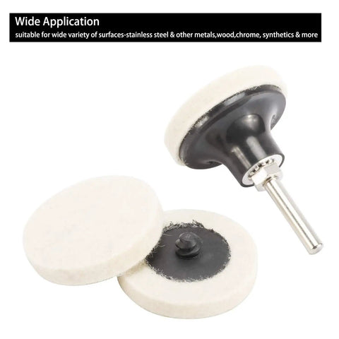 30 Pieces Two Inch Pro Grade Compressed Wool Disc Polishing Buffing Pads And Wheels Kit With Disc Pad Holder And Quarter Inch Shank