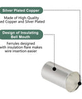 Pro Grade 305 Piece Wire Ferrule Kit With Copper Silver Plated Crimp Terminals Non Insulated Electrical Cable Sleeves Insulating Bell Mouth