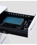 Open drawer of Sturdy Metal Three Drawer Rolling File Cabinet With Lock For Office And Home A4 File Organizer And Desk Storage Anti Tip Design A Real Workhorse For Receipts And Documents While Easy To Move, showing interior storage.