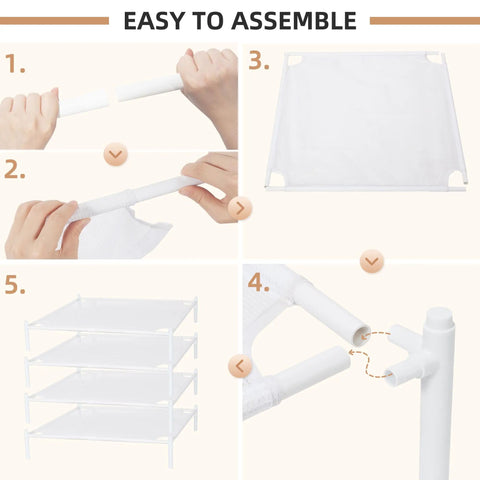 Assembly steps for Mesh Drying Rack For Sweaters And Delicates, Stackable Lay Flat Clothes Dryer, 4 Pack White.