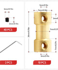 10 Pcs 3Mm To 3Mm Brass Shaft Couplers With Set Screws For Motor Shafts, High Temperature Wear Resistant, Includes Allen Wrenches