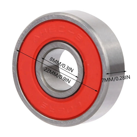 Sick High Performance 608 Ball Bearings Kit For Skaters Scooters Inline Boards Pre Lubricated Red Covers ABEC Nine Rated Tech Built From Durable Iron For Fast Smooth Rides Zero Drag Friction Heavy Duty Grind Session Ready Cool Best Value Ever, 608 bearing with 22mm 8mm 7mm dimensions