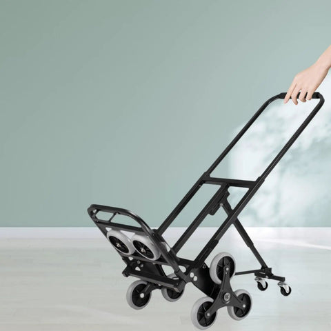 Stair Climbing Folding Cart Hand Truck With Heavy Duty Carbon Steel Frame And Rubber Wheels, Multi Use Dolly For Moving, Camping, Office, Warehouse, Shopping And More, Strong Bearing Capacity And Durable, Easy To Fold, side view