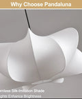 Pandaluna 15.75in Lantern Pendant Light, Wabi Sabi Faux Silk Hanging Lamp featuring a seamless silk-imitation shade.
