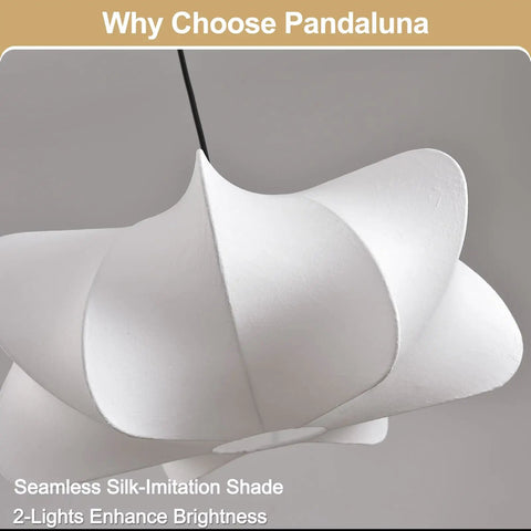 Pandaluna 15.75in Lantern Pendant Light, Wabi Sabi Faux Silk Hanging Lamp featuring a seamless silk-imitation shade.