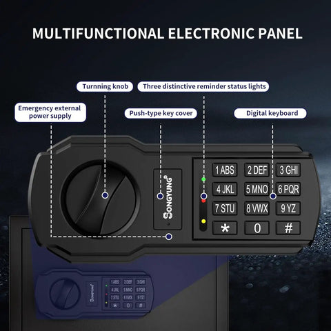 Secure 60 Key Wall Safe With Sensor Light Electronic Key Cabinet Emergency External Power Supply multifunctional panel