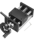 Rugged Manual Linear Stage With 100 mm Travel Double Optical Axis Slide Rail SFU1605 Ball Screw 16 mm Diameter And 5 mm Lead Per Turn 1 Start Ideal CNC Milling Table For Precise Positioning And Machining showing top angle with handwheel.
