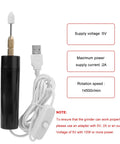 Handheld Electric Screw Extraction Pen And Mini Grinder For Busted Or Jammed Smartphone Bolts With 11 Precision Bit Set and USB power cord.