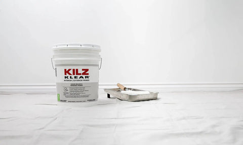 Klear Primer For Interior And Exterior Use Clear Bonding Sealer That Grabs Porous Chalky Surfaces 5-Gallon bucket in white room