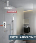 Ceiling Mount Shower System With Rain Head And Handheld Spray High Pressure Chrome Faucet Set Installed