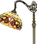 Tiffany Style Stained Glass Floor Lamp With Victorian Arch Design Gooseneck Adjustable Corner Reading Light For Bedroom Or Living Room Antique Bronze Finish 64 Inch Tall Standing Lamp UL Listed Classic Home Vibe