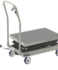 Platform cart with 5 Inch Polyurethane Shopping Cart Wheels Four Pack With Stepped And Full Tread Face And Double Ball Bearing Heavy Duty 1400 Lb Capacity Replacement Carts For Grocery Stores And Restaurants Smooth Rolling Durable Construction, side view.