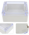 Sturdy White Plastic Junction Box With Clear Dustproof Cover For Electrical Project Setups showing top view and side details.