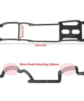 Carbon Fiber Chassis Frame Upgrade Kit dimensions and shock mount options for 1/18 RC Crawler, Bronco and Defender.