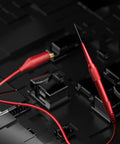 Red Back Probe Kit With Banana Plug To Copper Alligator Clips For Automotive Test Leads Set on black background