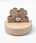 Wooden Thread Cutter Blade For Sewing With Daisy Flower Design, Sharp Precision Blade On Sturdy Wooden Base, Non Slip Silicone Feet For Stability