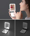 Rechargeable Dimmable LED Pocket Mirror With 3 Color Lighting And 1X To 3X Magnification Compact Travel Makeup Mirror For Purse