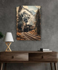 Retro Vibes Steam Train Wall Art Framed Or Unframed Canvas Poster With Classic Locomotive And Mountain Railway Scene Ready To Hang