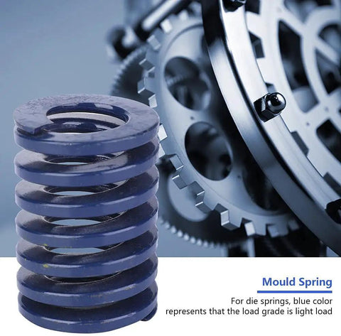 Two Pack Blue Light Load Die Springs For 3D Printers, 20 Mm Outer Diameter, 10 Mm Inner Diameter, 25 Mm Long, Closed Design on die gear